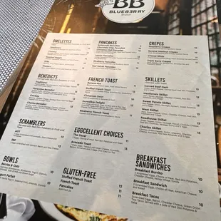 Breakfast menu