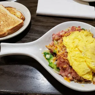 Corned Beef Hash Skillet with Sourdough Toast at Blueberry Hill
