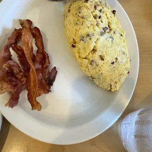 Meat omelette and side of bacon