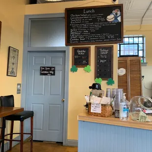 Lunch menu and bathroom door