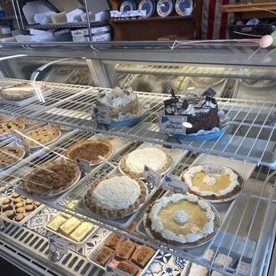 a display of pies and pies