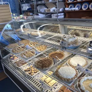 a display of pies and pastries