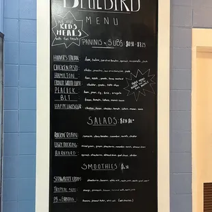 a menu on a blackboard