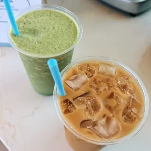 Bluebird&apos;s refreshing iced latte and matcha frappe
