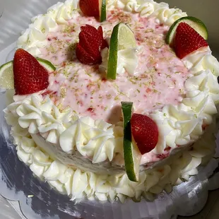 Strawberry margarita cake with cream cheese icing