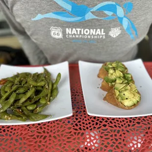 Spicy Garlic Edamame and Inari with Avocado!