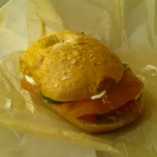 Pastrami Cured Salmon Bagel