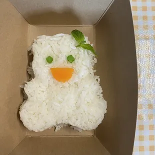Adorable side of rice they made for my four year old. She was beyond delighted!