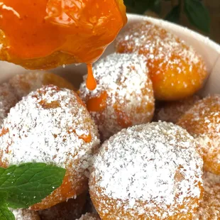 Donuts with thai tea sauce