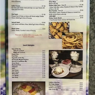 Menu - Salads, Appetizers, Desserts