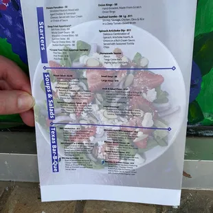 a menu for a salad