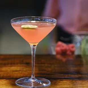 The Garden Party -- a gin-based delight that features a house-made raspberry shrub!