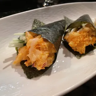 Lobster  and scallop hand roll