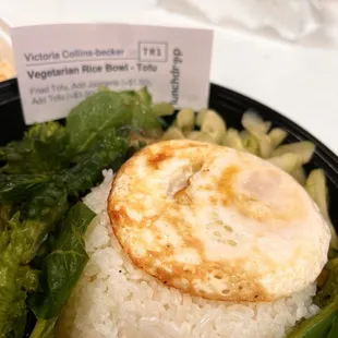 Spicy Karaka (thin noodle) Vegetarian Rice Plate - Tofu (fried tofu - SO GOOD!)