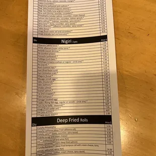 the menu