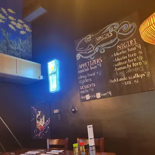 menus on the wall