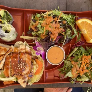 special bento lunch chicken teriyaki, and salad replaced the rice.