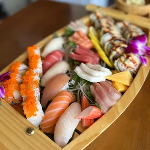 sashimi, sushi, sushi and sashimi, food