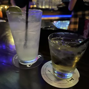 two cocktails on the bar