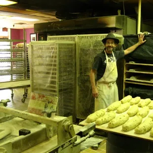 proprieter Jim Betts and his proofing doughs