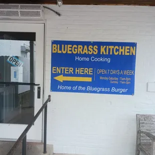 enter thru our back door or the front