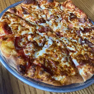 14 inch pizza half pepperoni half bacon
