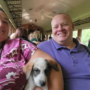 Inside one of the Coach cars.