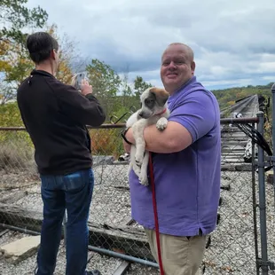 View of the old it was railroad trestle. Don't worry, the train doesn't cross it.