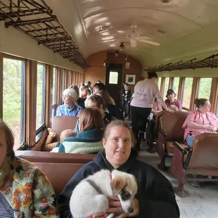 More of our group inside the coach car.