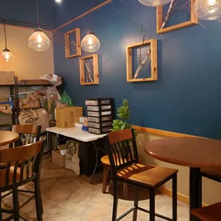 Inside wall art and seating