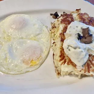 Ordered a hash brown then a &quot;side&quot; of eggs. Works!