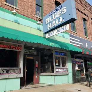 the entrance to the blues hall