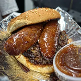 Brisket &amp; Sausage Sandwich