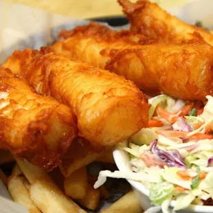 a basket of fish and fries