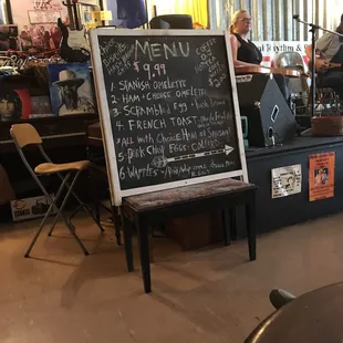 a menu on a chalkboard