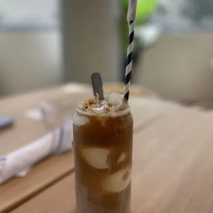 Cold brew float (cold brew with vanilla ice cream scoops)