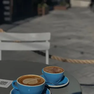 Latte and cappuccino with almond milk