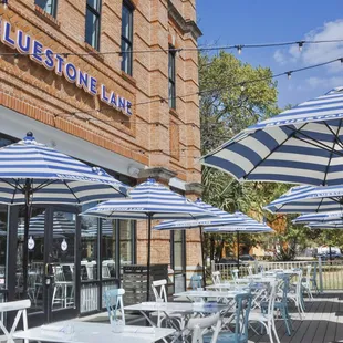 tables and umbrellas