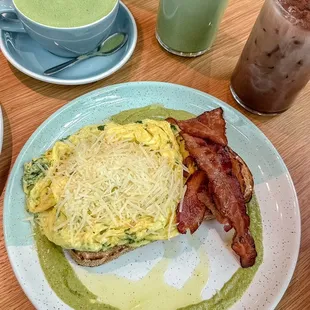 Folded chimichurri eggs &amp; bacon toast