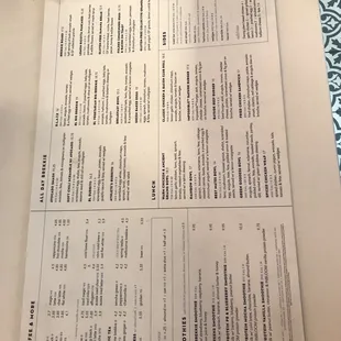 a menu for a restaurant