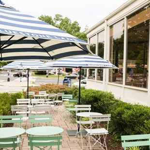 tables and umbrellas