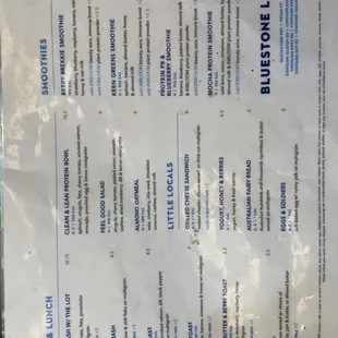a menu for a restaurant
