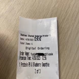 Time of ordering v. When we finally got our order
