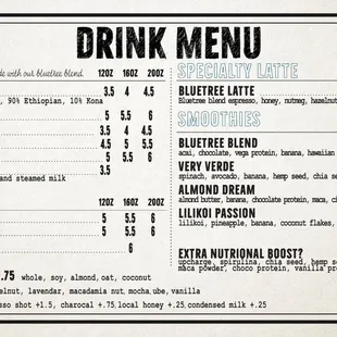 Menu (1 of 2) as of 1/1/2024
