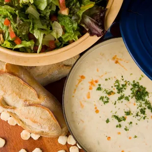 Our award winning Clam Chowder and fresh Sourdough Bread, hot out of the oven!