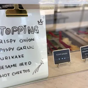 a menu on a white board