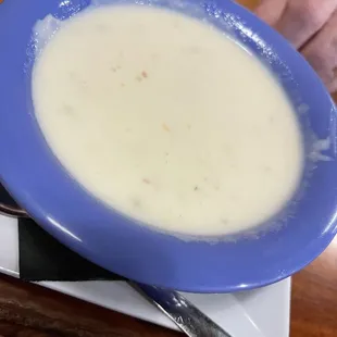 Clam chowder made to order and pretty good.