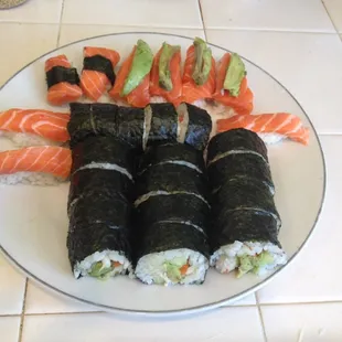 Salmon and tuna Sushi.