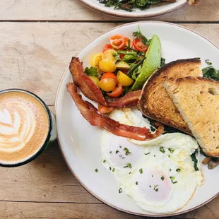 Blueys breakfast and Flat White