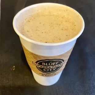 a cup of coffee on a table
